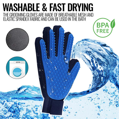 Pet Grooming Gloves for Dogs and Horses - Deshedding Mitts for Hair Removal and Massage