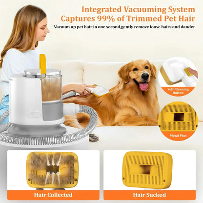 PUPPYOO 5-in-1 Pet Grooming Kit with 13000Pa Vacuum for Dogs and Cats, 1.5L Dust Container, 4M Cord, Whisper-Quiet Functionality, Adjustable Guard Combs, and Hair Remover Roller