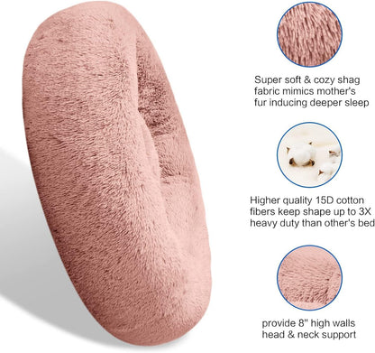 Indulge Your Pet with the Plush Donut-Shaped Calming Bed â ‚¬" Cozy Comfort for Dogs and Cats, Available in Sizes S-XXL.