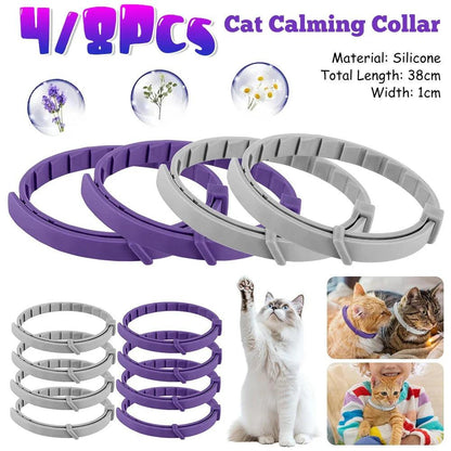 Transform Your Pet's Life with Our Adjustable Calming Collar - Natural Anxiety Relief for Cats and Dogs - 4 Pack.