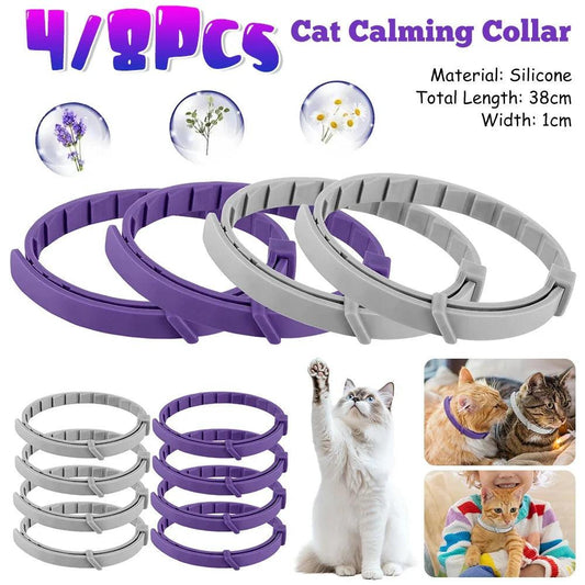 Transform Your Pet's Life with Our Adjustable Calming Collar - Natural Anxiety Relief for Cats and Dogs - 4 Pack.