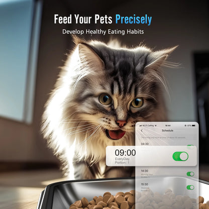 Revolutionize Your Pet's Mealtime with the 5L Automatic Cat Feeder - Smart App Control, Dual Bowl Design & 5G Wi-Fi Connectivity for Your Furry Friends!
