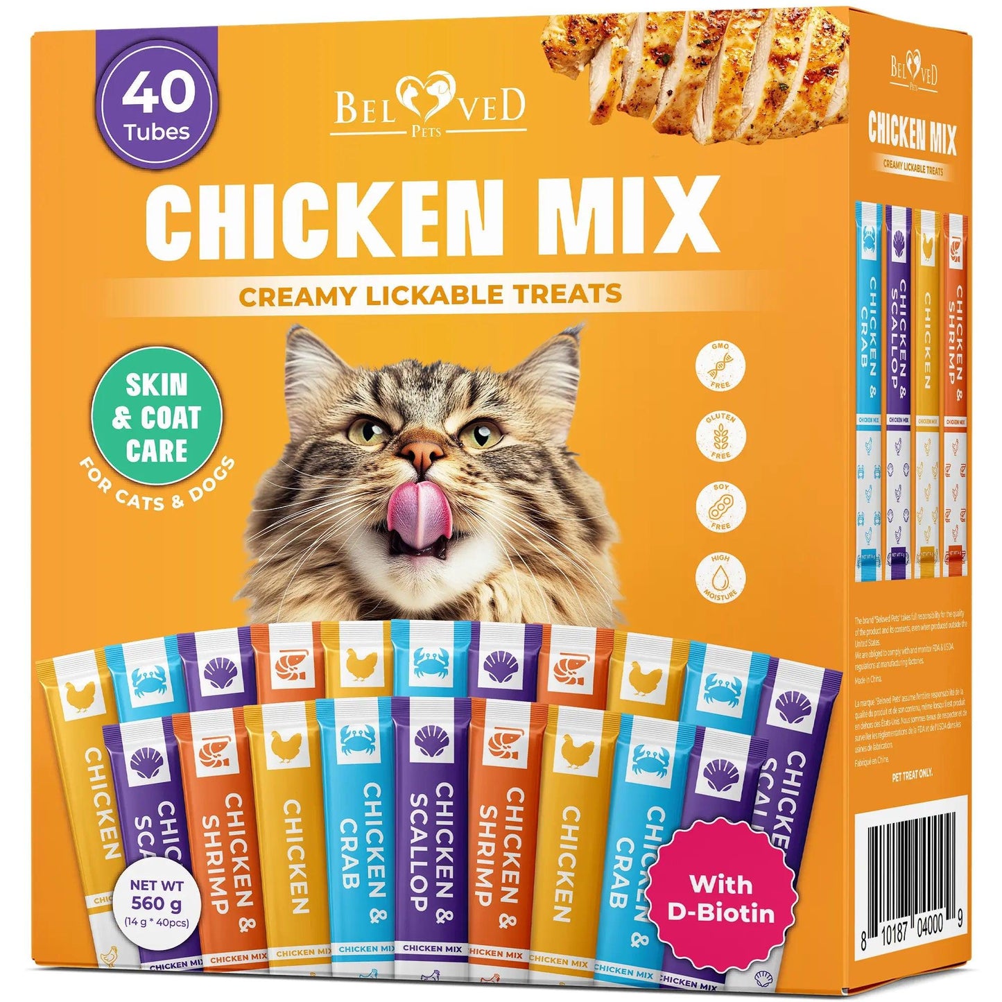 Treat Your Furry Friend to Irresistible Creamy Chicken & Tuna Delights - 40 Lickable Sticks for Urinary & Skin Health Support!.