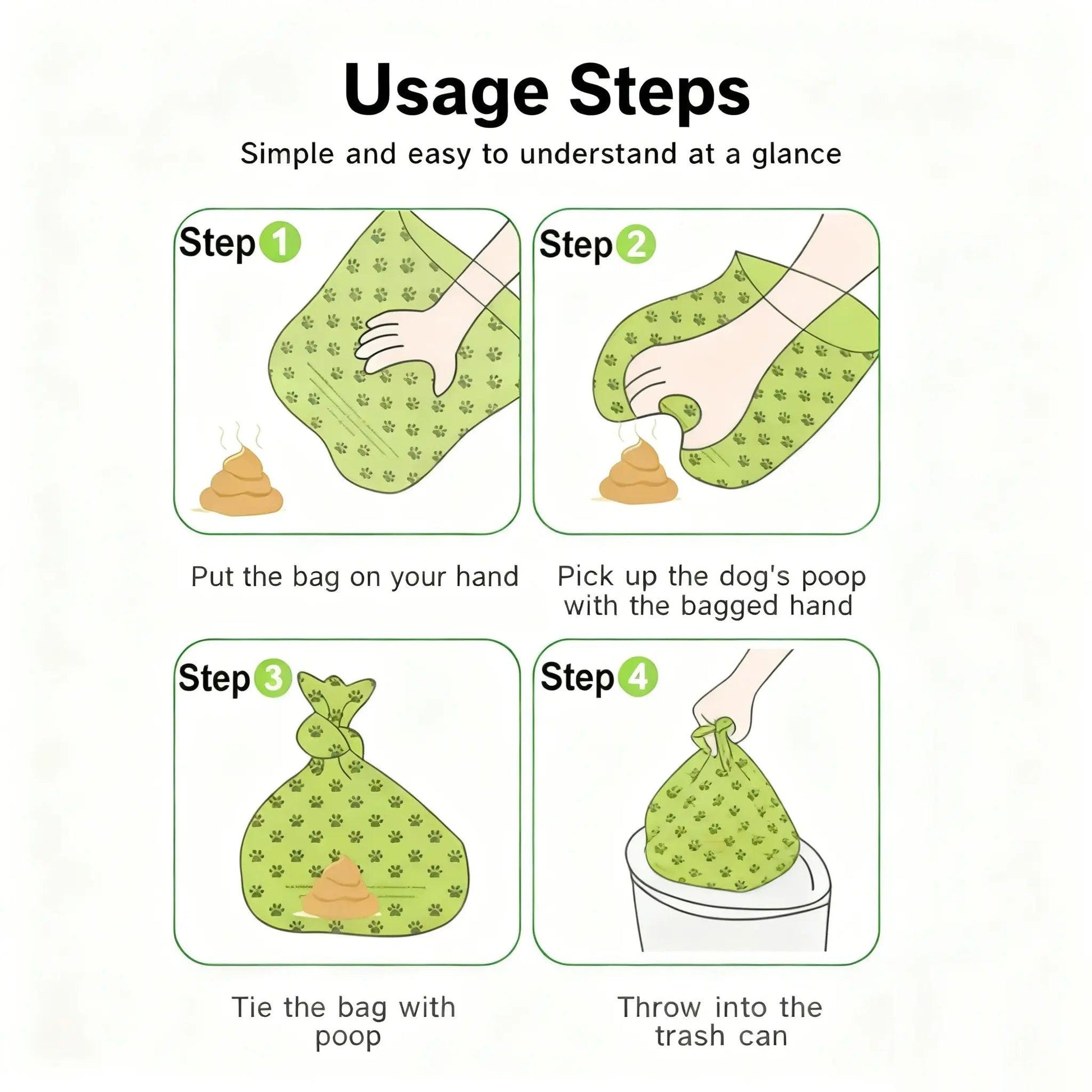 Eco-Friendly Paw-Print Dog Poop Bags - Durable, Leak-Proof Solution for Effortless Outdoor Cleanups!.