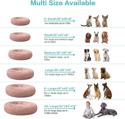 Indulge Your Pet with the Plush Donut-Shaped Calming Bed â ‚¬" Cozy Comfort for Dogs and Cats, Available in Sizes S-XXL.