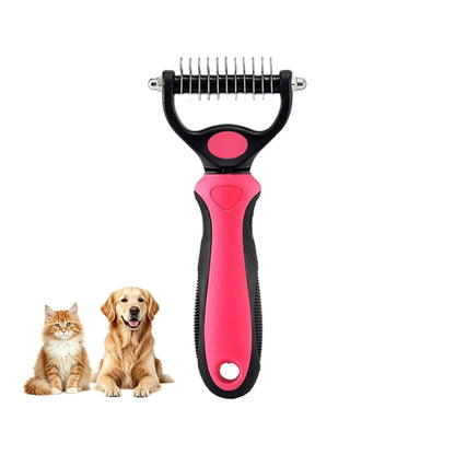 Transform Your Pet's Grooming Routine with the Dematting Comb and Undercoat Rake - Essential Tool for Long-Haired Dogs and Cats in Medium Pink