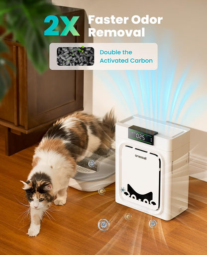 Home Pet Air Purifier with Washable Filters for Large Rooms up to 1410 Ft², CADR 320 m³/h, 25 dB Noise Level, PM2.5 Display, and Double-Sided Activated Carbon Filters
