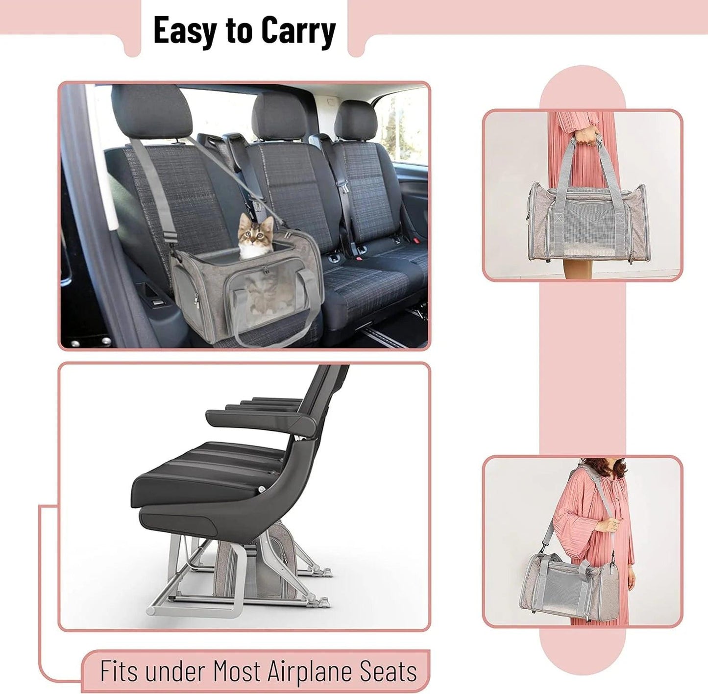 Premium Soft-Sided Pet Carrier for Cats and Dogs - Ideal for Travel and Transport.