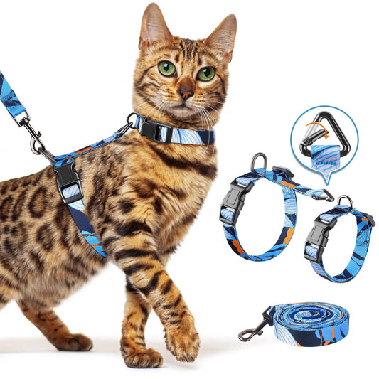 Ultimate Adjustable Escape-Proof Cat Harness & Leash Set - Lightweight, Comfortable & Stylish 3-in-1 Design for Adventurous Cats.