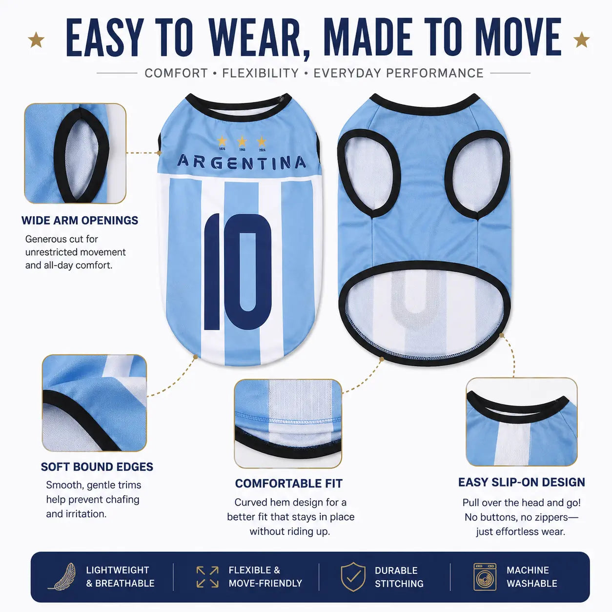 Sporty Lightweight Breathable Pet Soccer Jersey Vest - Perfect for Active Dogs and Cats!