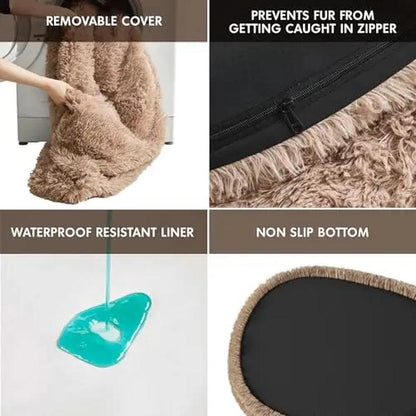 Cozzze Orthopedic Calming Dog Bed for Medium Dogs - Plush, Supportive Foam, and Washable Oval Design in Cozy Beige.