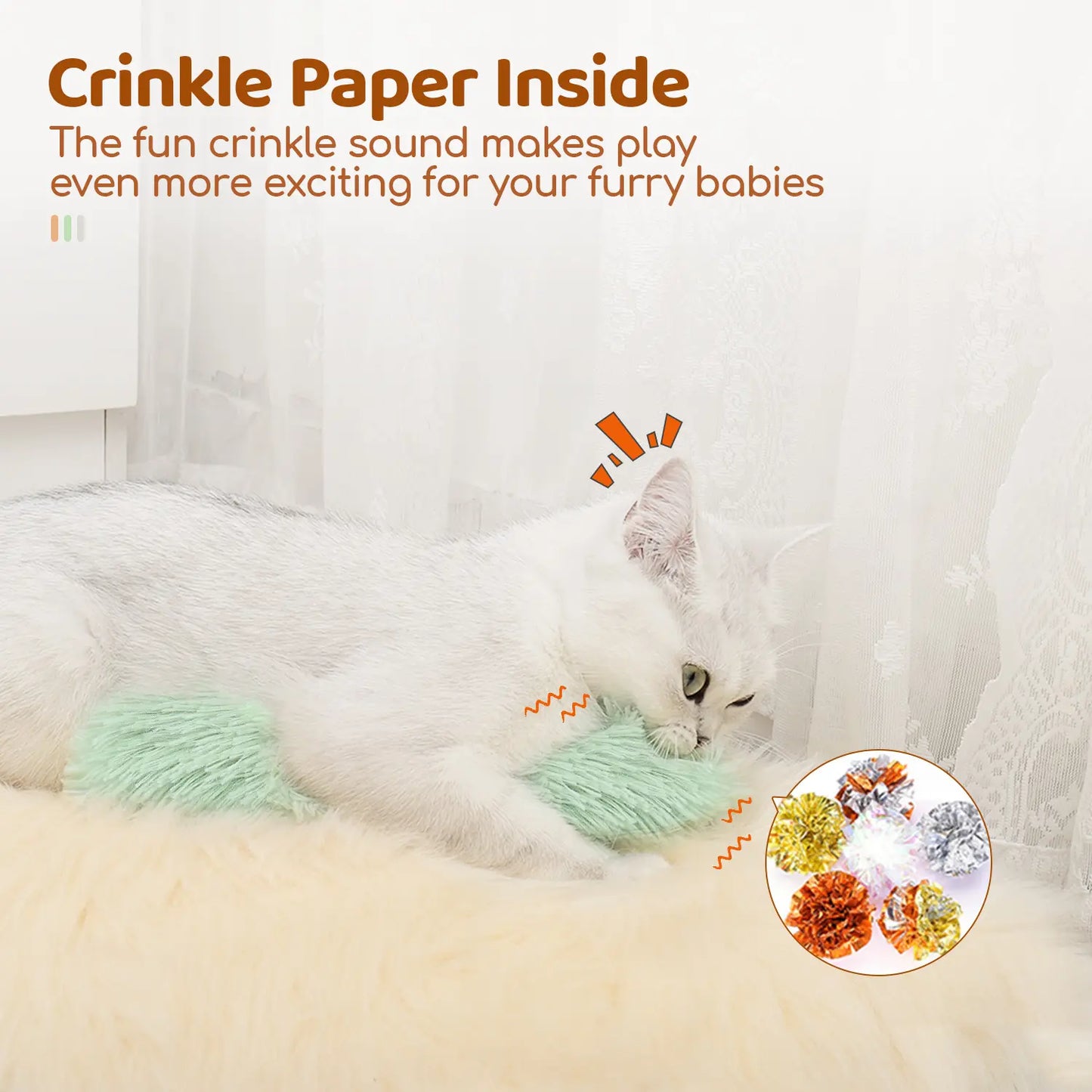 Potaroma Interactive Cat Kicker Toys - 3 Colorful Crinkle Pillows for Endless Indoor Fun and Exercise