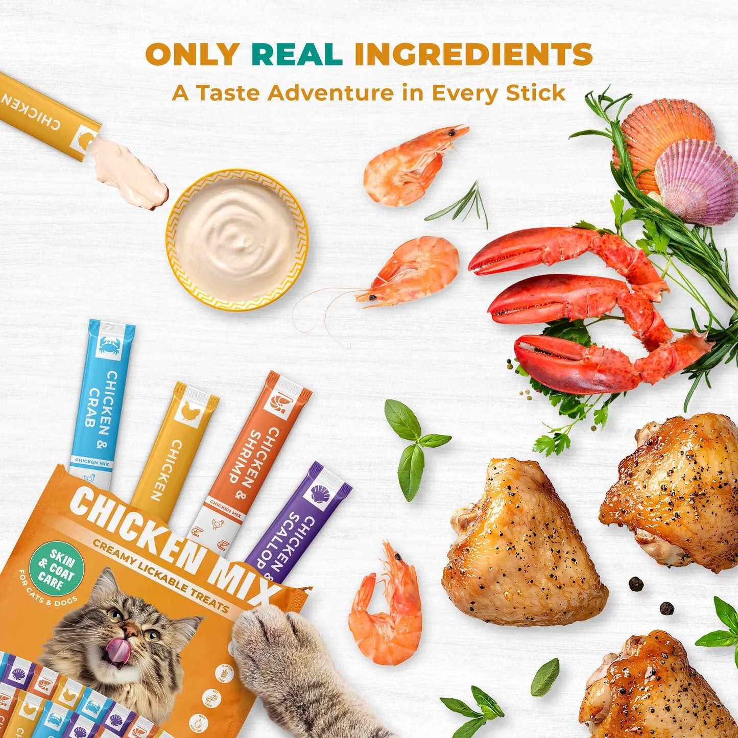 Treat Your Furry Friend to Irresistible Creamy Chicken & Tuna Delights - 40 Lickable Sticks for Urinary & Skin Health Support!.