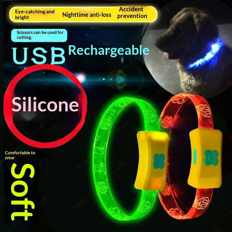 Illuminate Your Night Walks with Our Rechargeable LED Dog Collar - Reflective, Waterproof, and Adjustable for Every Pup.