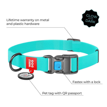 Unleash Adventure with Our Heavy-Duty Adjustable Waterproof Dog Collar for Medium Dogs - Size M, Glow-in-the-Dark Safety Feature!.