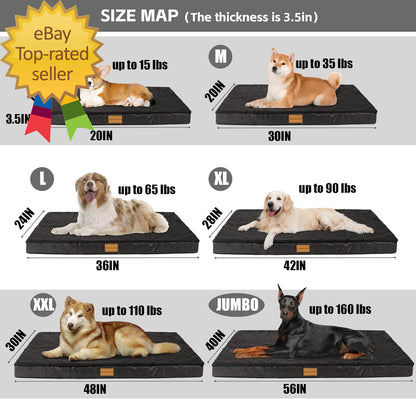 Orthopedic XL Dog Bed Large Sized Dog 42''X28'' Soft Waterproof Egg Crate Foam