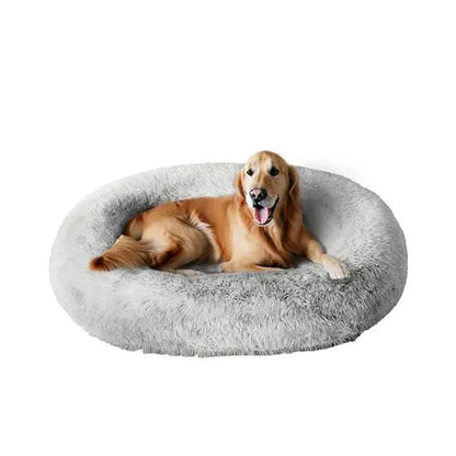 Cozzze Orthopedic Calming Dog Bed for Medium Dogs - Plush, Supportive Foam, and Washable Oval Design in Cozy Beige.
