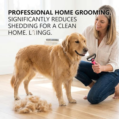 Transform Your Pet's Grooming Routine with the Dematting Comb and Undercoat Rake - Essential Tool for Long-Haired Dogs and Cats in Medium Pink