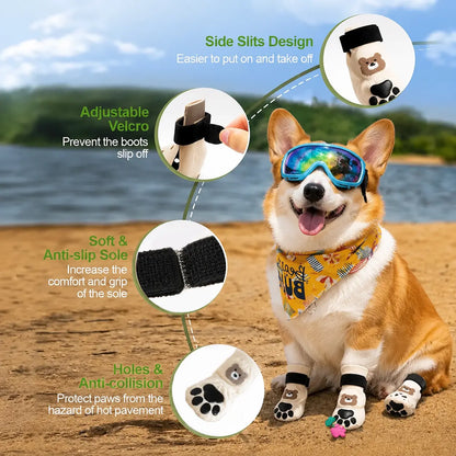 Dog Paw Protectors - 4-Piece Silicone Set with Anti-Slip Grip for Enhanced Outdoor Safety of Puppies and Dogs