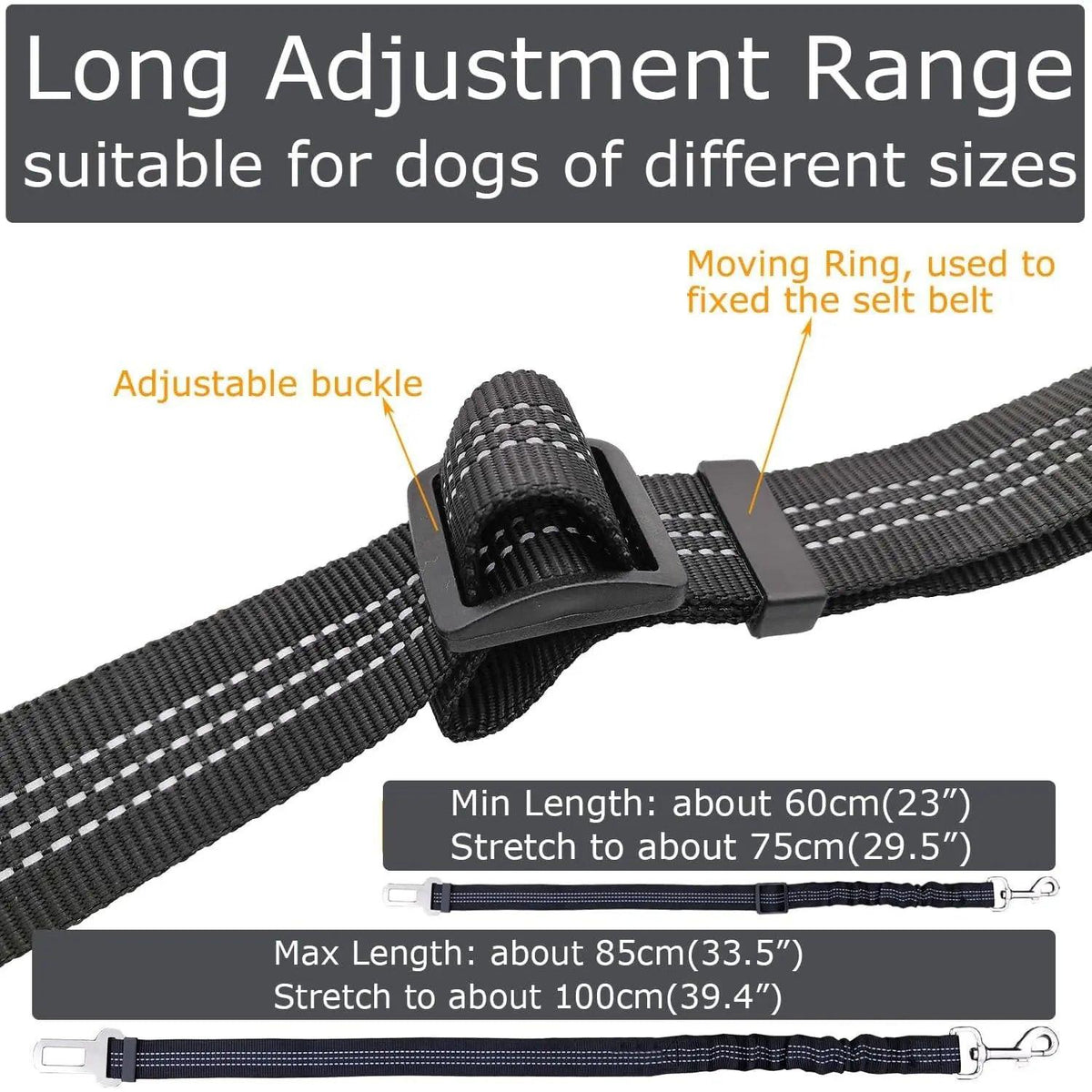 Ensure Your Pet's Safety on the Road with Our Adjustable 2 Pack Pet Seatbelt Restraint for Dogs and Cats - Fast Shipping from USA!.