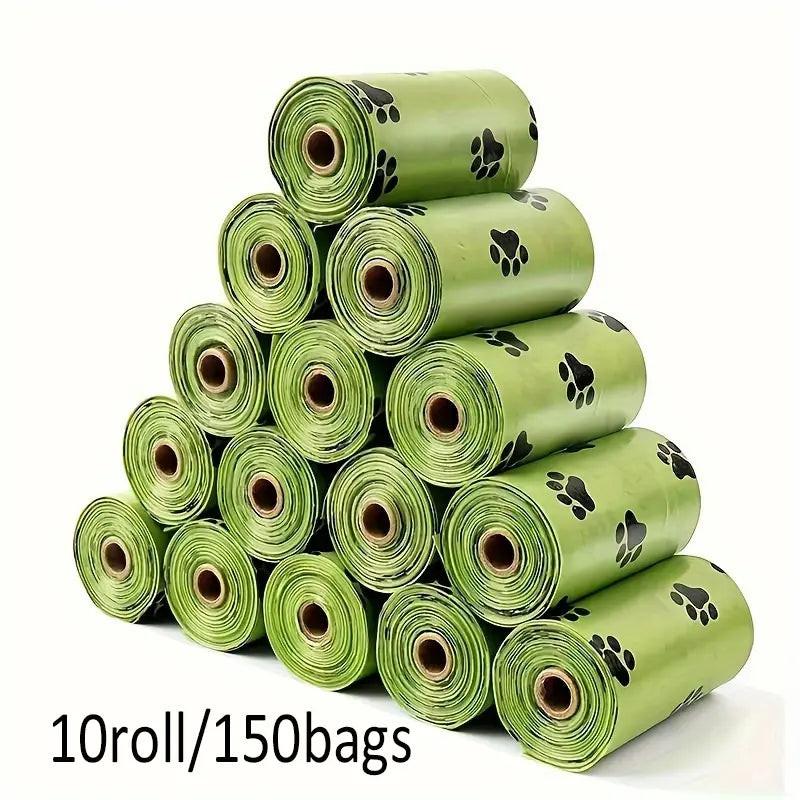 Eco-Friendly Paw-Print Dog Poop Bags - Durable, Leak-Proof Solution for Effortless Outdoor Cleanups!.