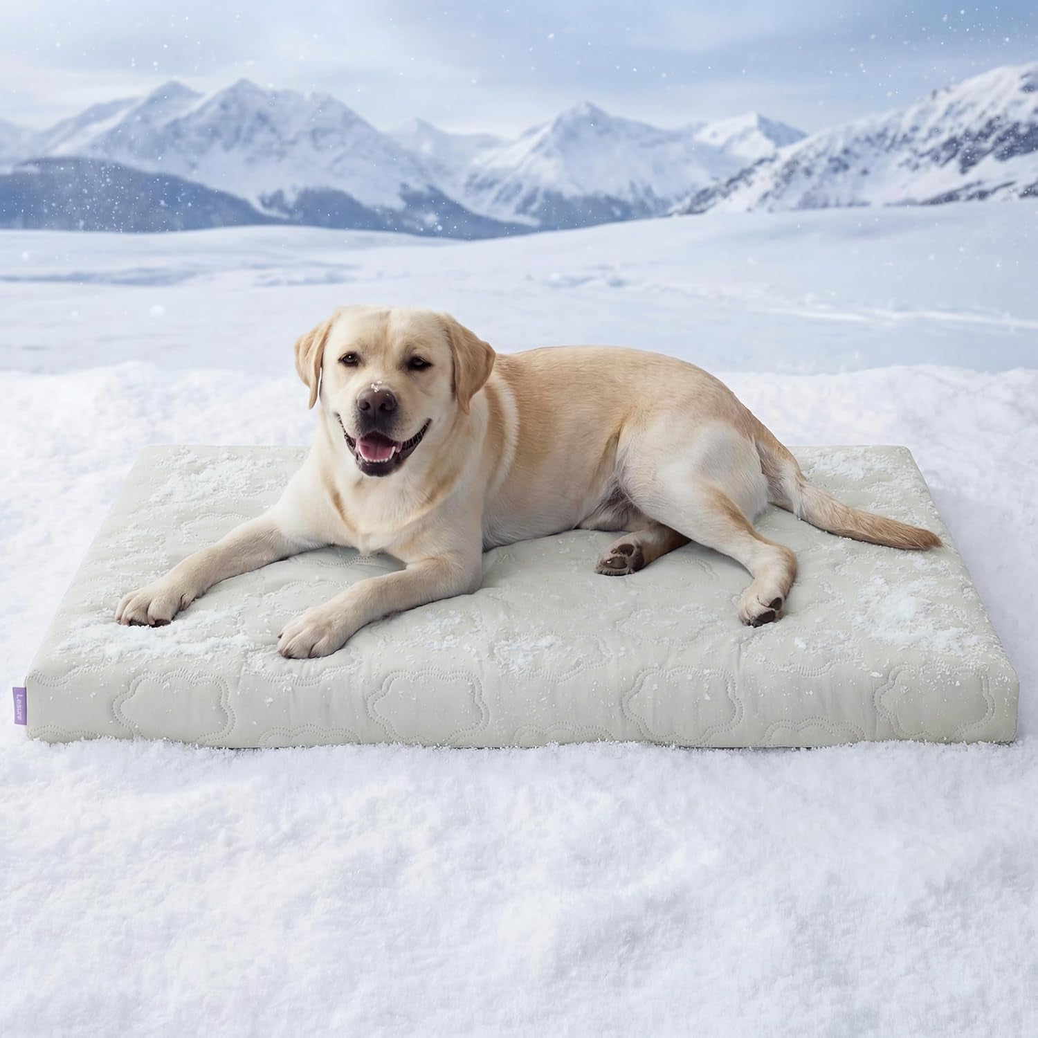 Extra Large Cooling Dog Bed with Q-Max>0.5 Cooling Mat, Removable Washable Cover, Breathable Orthopedic Egg Crate Foam, Non-Slip Summer Pad for Active, Senior, and Long-Haired Pets, 41 x 27 Inches