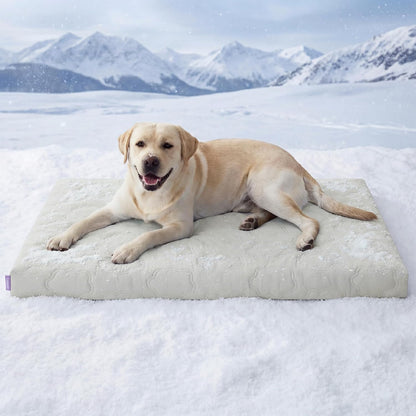 Extra Large Cooling Dog Bed with Q-Max>0.5 Cooling Mat, Removable Washable Cover, Breathable Orthopedic Egg Crate Foam, Non-Slip Summer Pad for Active, Senior, and Long-Haired Pets, 41 x 27 Inches