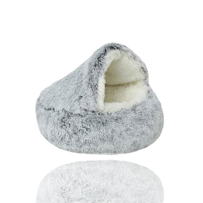 Orthopedic Pet Cave Bed | Calming Plush Bed for Cats & Small Dogs.