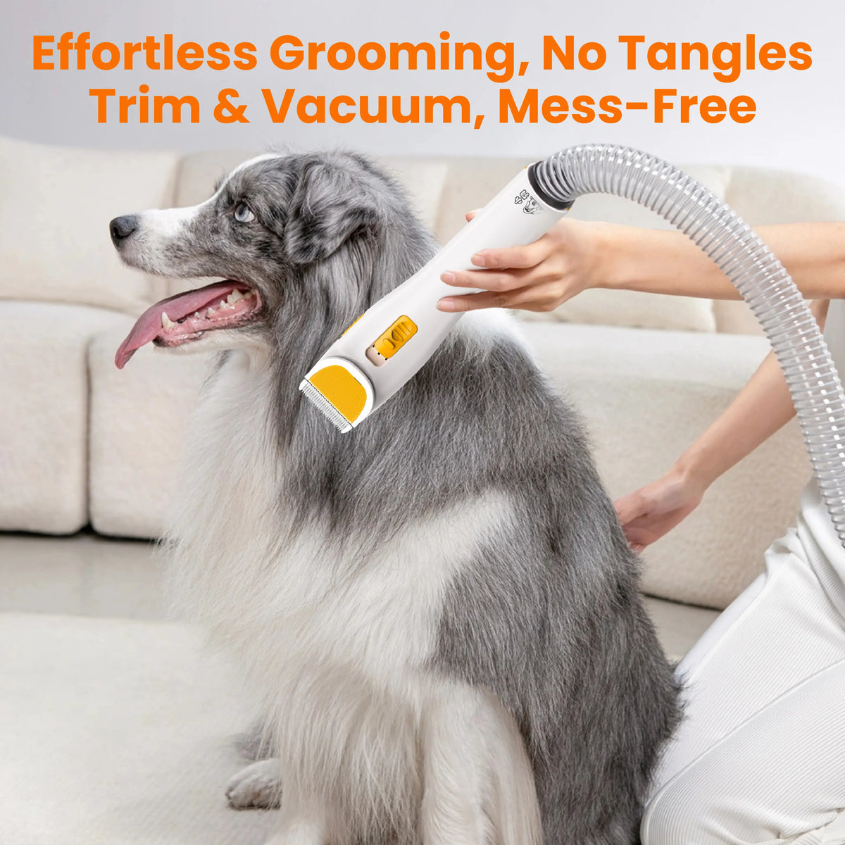 PUPPYOO Professional 5-in-1 Pet Grooming Kit with 13000Pa Vacuum System for Dogs and Cats, 1.5L Dust Cup, 4M Cord, Whisper-Quiet Operation, Adjustable Guard Combs, and Hair Remover Roller