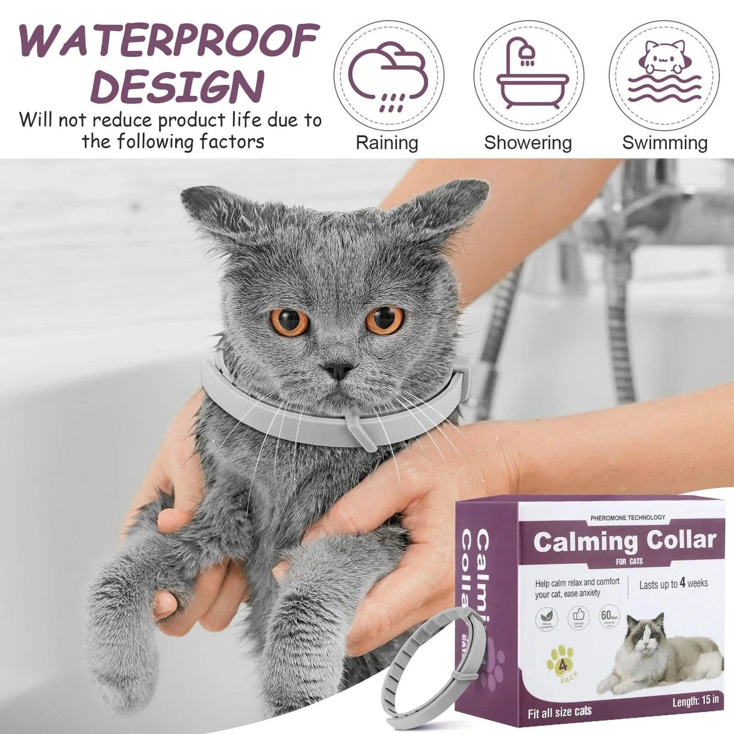 Transform Your Pet's Life with Our Adjustable Calming Collar - Natural Anxiety Relief for Cats and Dogs - 4 Pack.