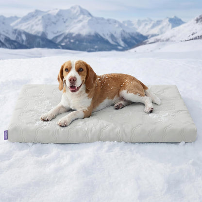 Extra Large Cooling Dog Bed with Q-Max>0.5 Cooling Mat, Removable Washable Cover, Breathable Orthopedic Egg Crate Foam, Non-Slip Summer Pad for Active, Senior, and Long-Haired Pets, 41 x 27 Inches