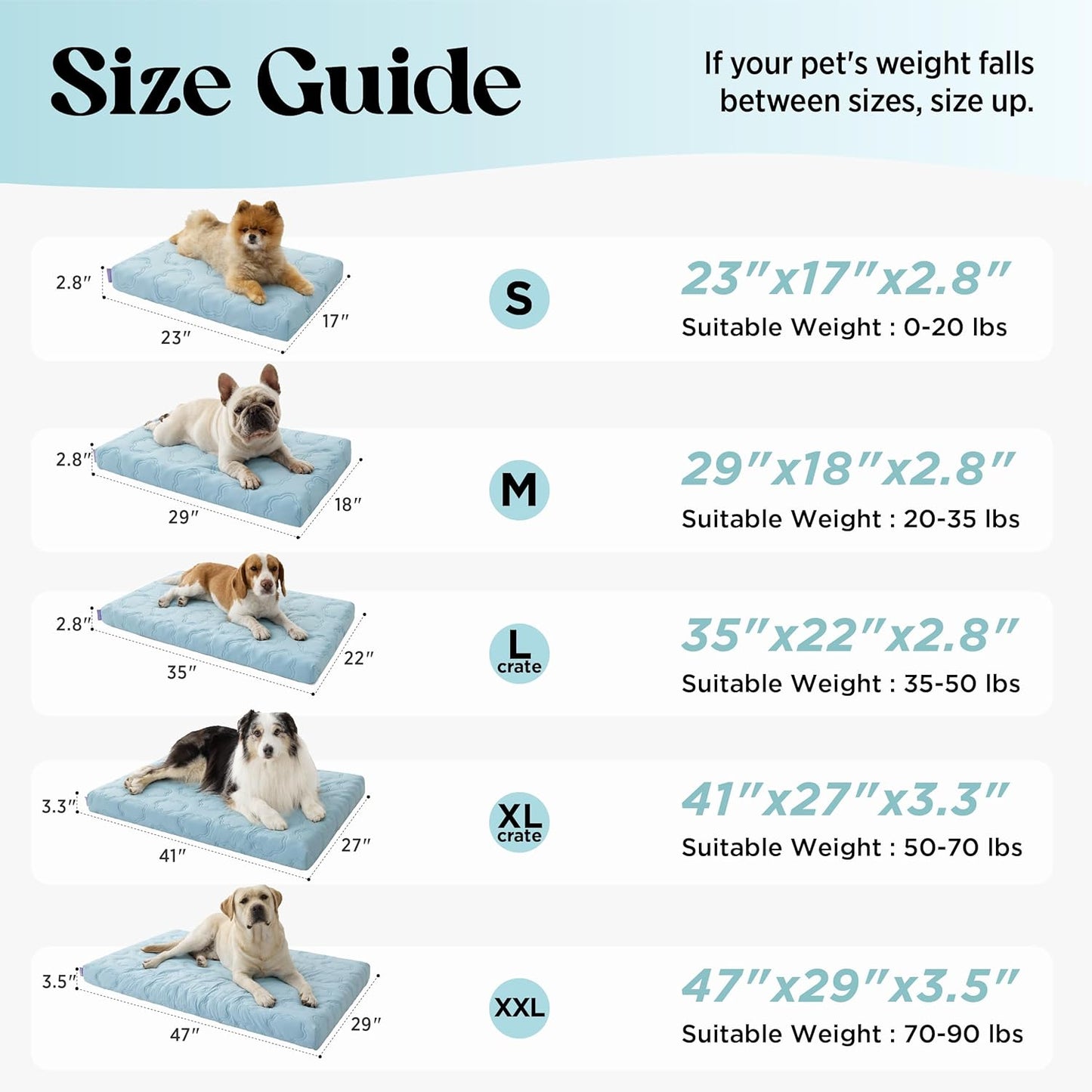 XL Cooling Dog Bed - Q-Max>0.5 Cooling Mat with Removable Washable Cover, Breathable Orthopedic Egg Crate Foam Non-Slip Summer Pad for Extra Large Active, Senior, and Long-Haired Pets, 41 x 27 Inches