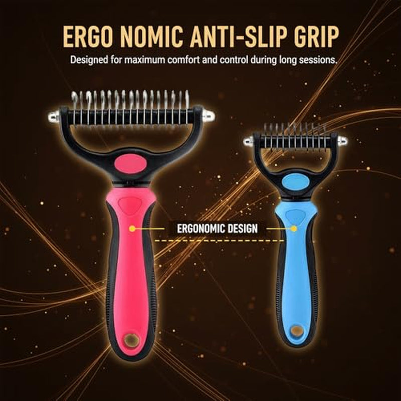 Transform Your Pet's Grooming Routine with the Dematting Comb and Undercoat Rake - Essential Tool for Long-Haired Dogs and Cats in Medium Pink