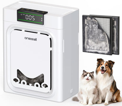 Home Pet Air Purifier with Washable Filters for Large Rooms up to 1410 Ft², CADR 320 m³/h, 25 dB Noise Level, PM2.5 Display, and Double-Sided Activated Carbon Filters