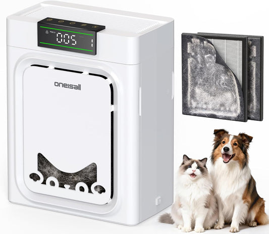 Home Pet Air Purifier with Washable Filters for Large Rooms up to 1410 Ft², CADR 320 m³/h, 25 dB Noise Level, PM2.5 Display, and Double-Sided Activated Carbon Filters