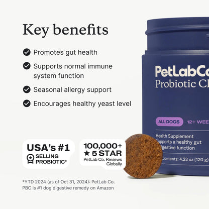 Transform Your Dog's Health with Premium Petlab Co. Probiotics - Delicious Soft Chews for Seasonal Allergy Relief, Gut Wellness, and Digestive Support