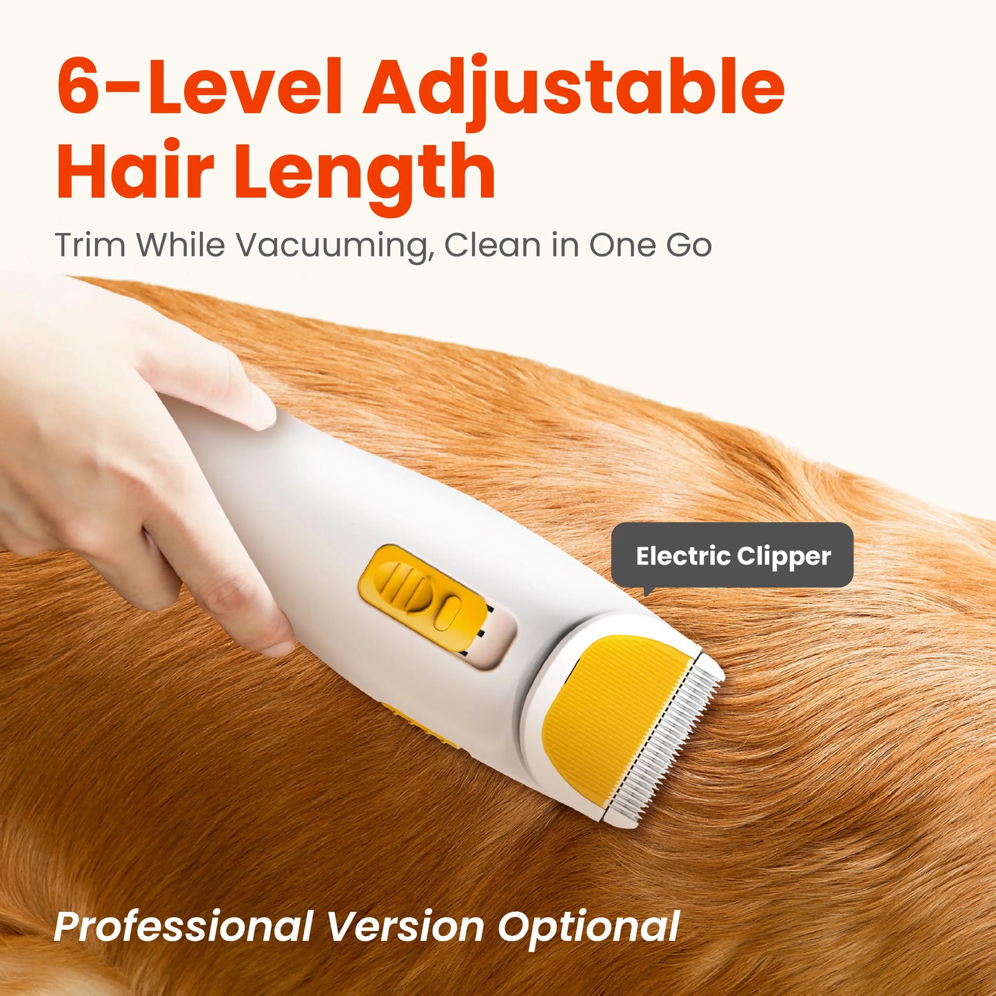 PUPPYOO 5-in-1 Pet Grooming Kit with 13000Pa Vacuum for Dogs and Cats, 1.5L Dust Container, 4M Cord, Whisper-Quiet Functionality, Adjustable Guard Combs, and Hair Remover Roller