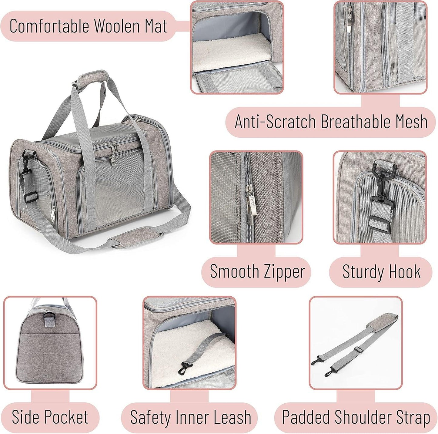 Premium Soft-Sided Pet Carrier for Cats and Dogs - Ideal for Travel and Transport.