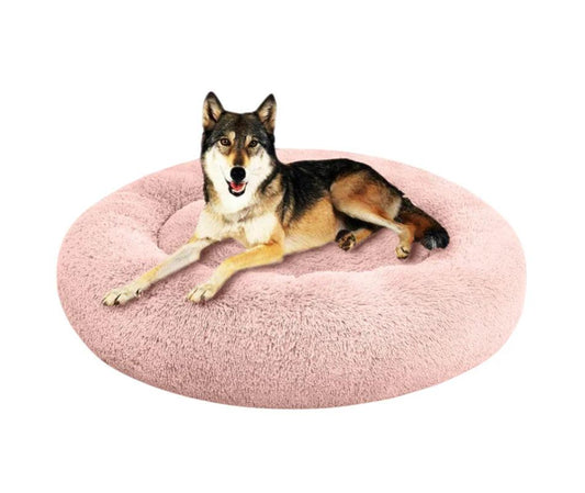 Indulge Your Pet with the Plush Donut-Shaped Calming Bed â ‚¬" Cozy Comfort for Dogs and Cats, Available in Sizes S-XXL.