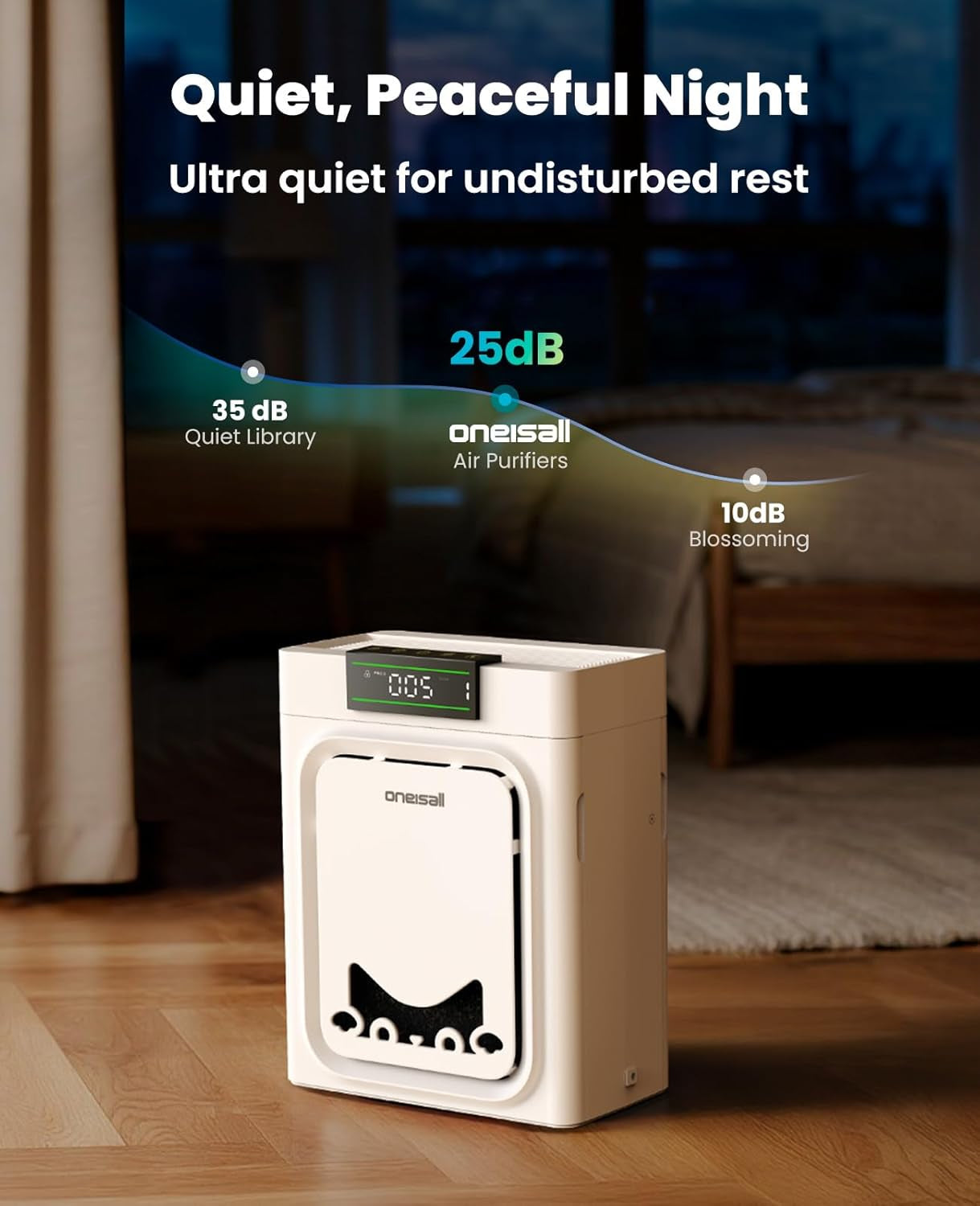 Home Pet Air Purifier with Washable Filters for Large Rooms up to 1410 Ft², CADR 320 m³/h, 25 dB Noise Level, PM2.5 Display, and Double-Sided Activated Carbon Filters