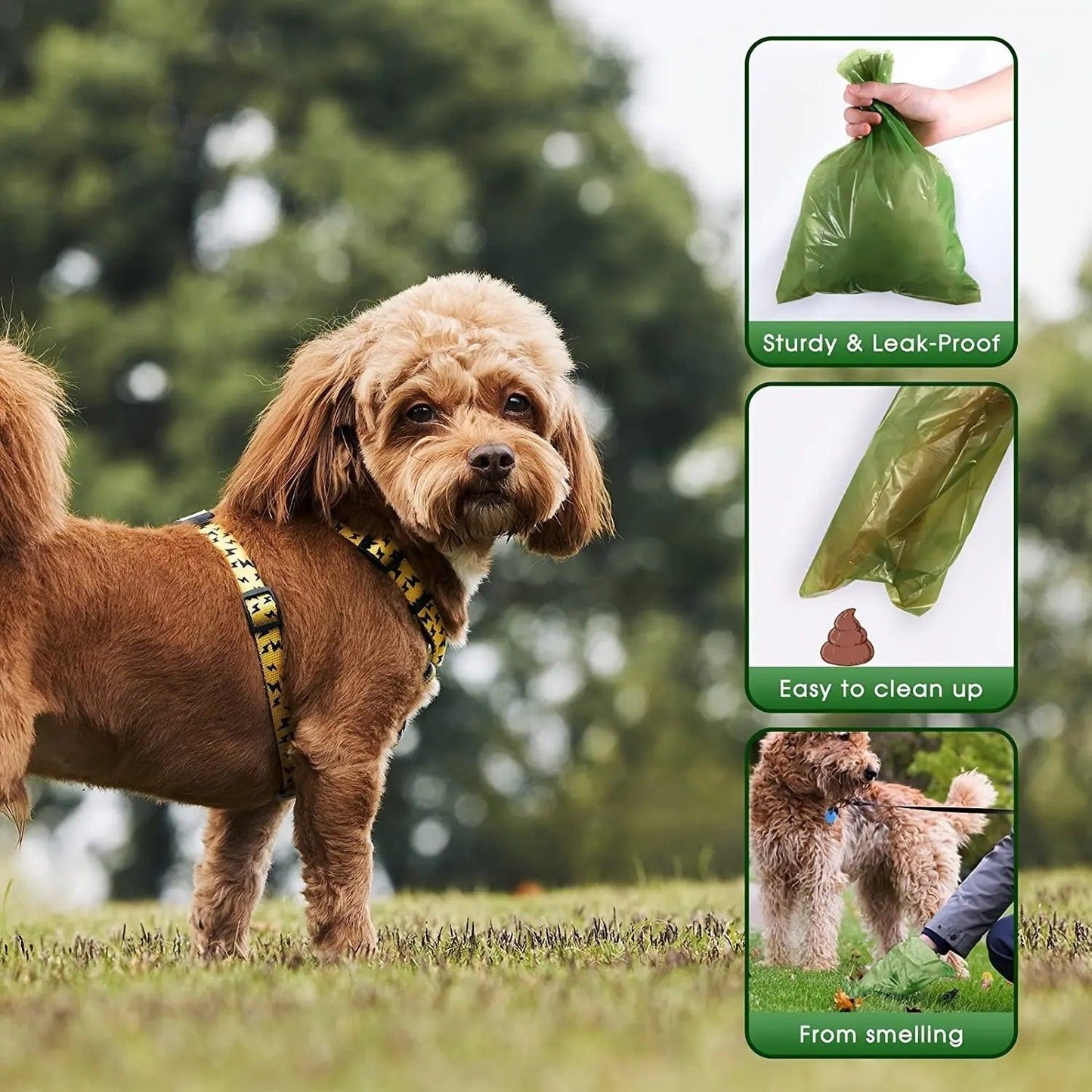 Eco-Friendly Paw-Print Dog Poop Bags - Durable, Leak-Proof Solution for Effortless Outdoor Cleanups!.