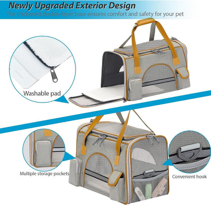 Ultimate Cat Carrier for Travel â ‚¬" Comfortably Fits Pets up to 16 Lbs with Anti-Collapse Design and Ample Storage Pockets.