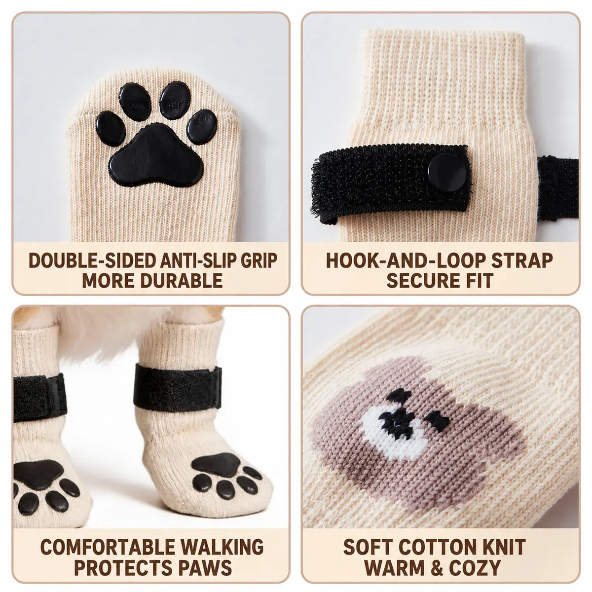 Dog Paw Protectors - 4-Piece Silicone Set with Anti-Slip Grip for Enhanced Outdoor Safety of Puppies and Dogs