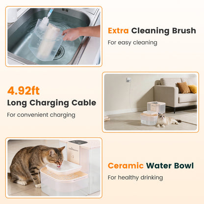 Smart Pet Water Fountain - 4.5L Automatic Cat & Dog Water Dispenser with Remote Control, Rechargeable & Self-Refill, 3 Adjustable Volumes & Cleaning Brush Included