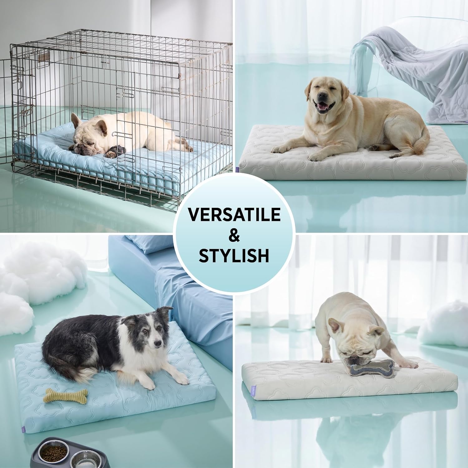 XL Cooling Dog Bed - Q-Max>0.5 Cooling Mat with Removable Washable Cover, Breathable Orthopedic Egg Crate Foam Non-Slip Summer Pad for Extra Large Active, Senior, and Long-Haired Pets, 41 x 27 Inches
