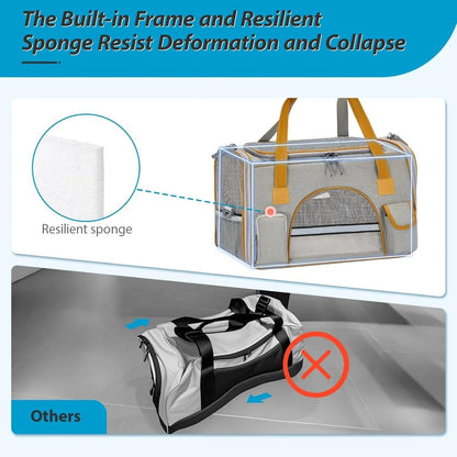 Ultimate Cat Carrier for Travel â ‚¬" Comfortably Fits Pets up to 16 Lbs with Anti-Collapse Design and Ample Storage Pockets.