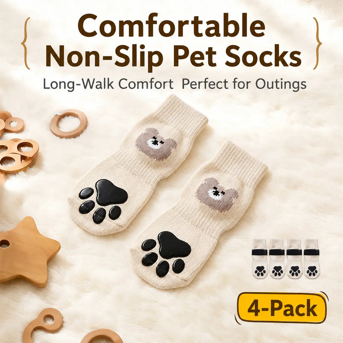 Dog Paw Protectors - 4-Piece Silicone Set with Anti-Slip Grip for Enhanced Outdoor Safety of Puppies and Dogs