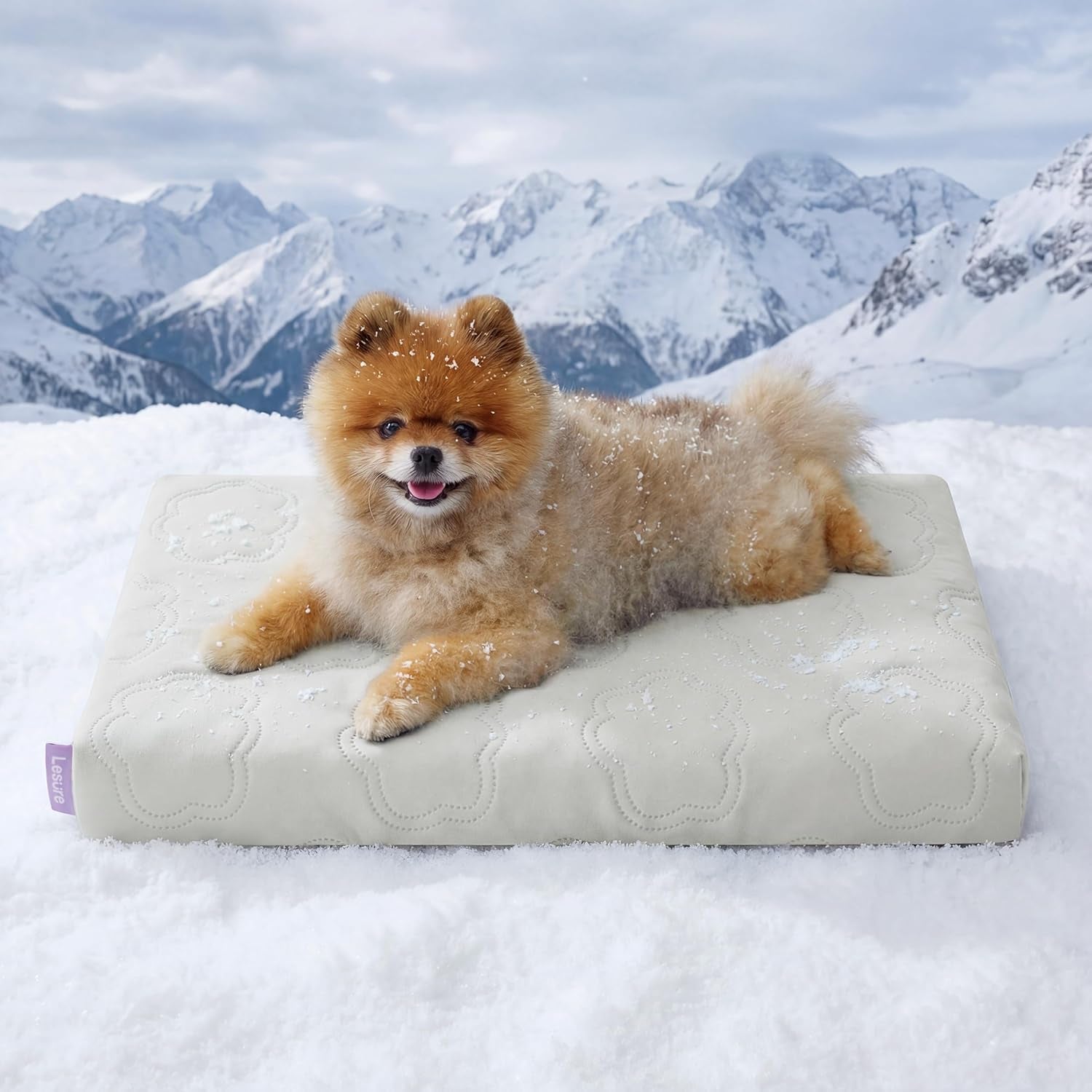 Extra Large Cooling Dog Bed with Q-Max>0.5 Cooling Mat, Removable Washable Cover, Breathable Orthopedic Egg Crate Foam, Non-Slip Summer Pad for Active, Senior, and Long-Haired Pets, 41 x 27 Inches