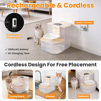 Smart Pet Water Fountain - 4.5L Automatic Cat & Dog Water Dispenser with Remote Control, Rechargeable & Self-Refill, 3 Adjustable Volumes & Cleaning Brush Included