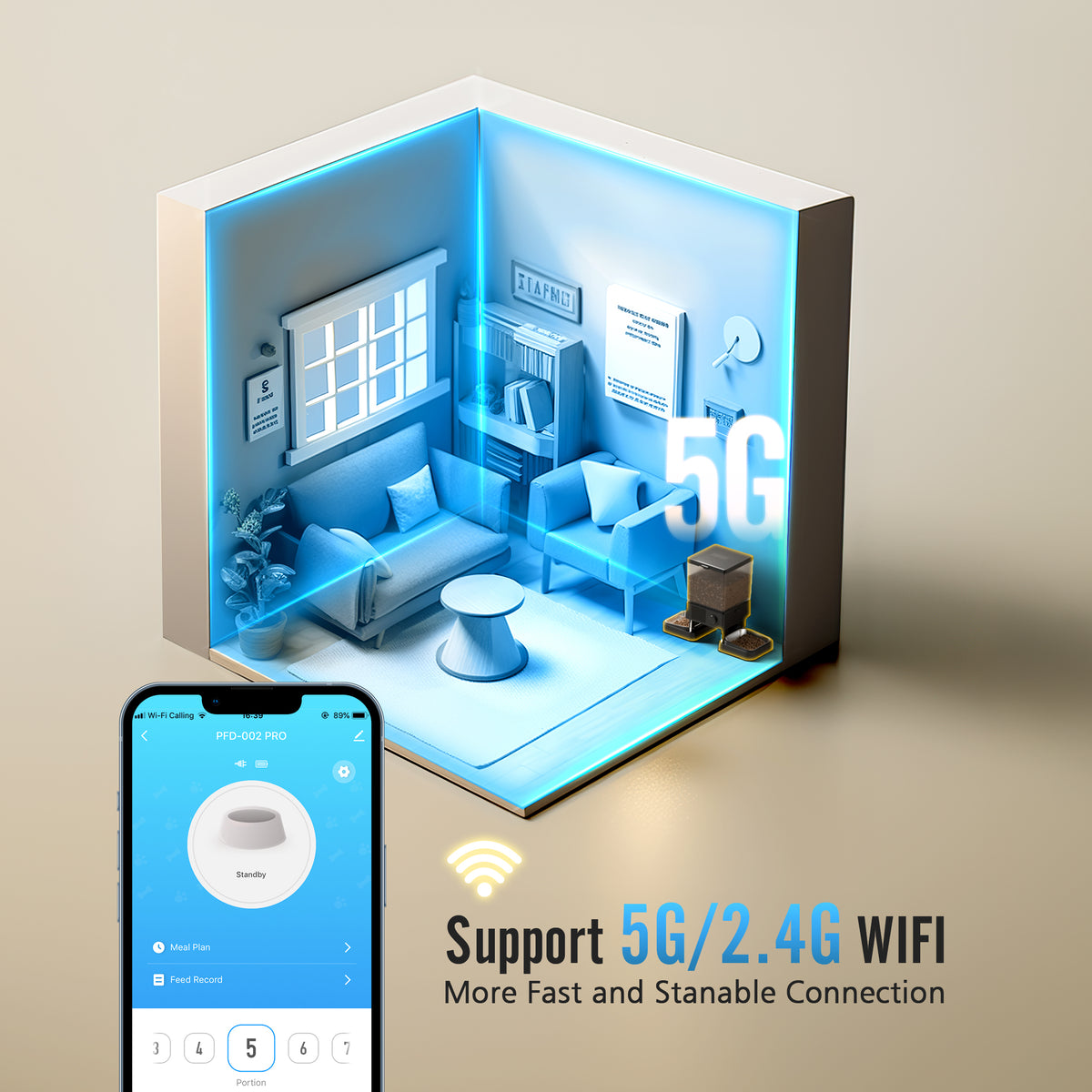 Revolutionize Your Pet's Mealtime with the 5L Automatic Cat Feeder - Smart App Control, Dual Bowl Design & 5G Wi-Fi Connectivity for Your Furry Friends!